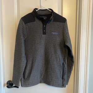 Vineyard Vines Charcoal Quilted Pullover with Snaps